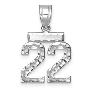 14k White Gold, Varsity Collection, Small D/C Pendant, Number 22